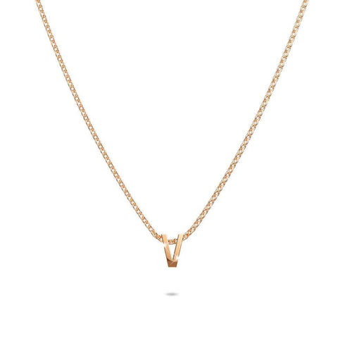 Initials Brick Alphabet Letter Necklace Rose Gold Layered Steel Jewellery